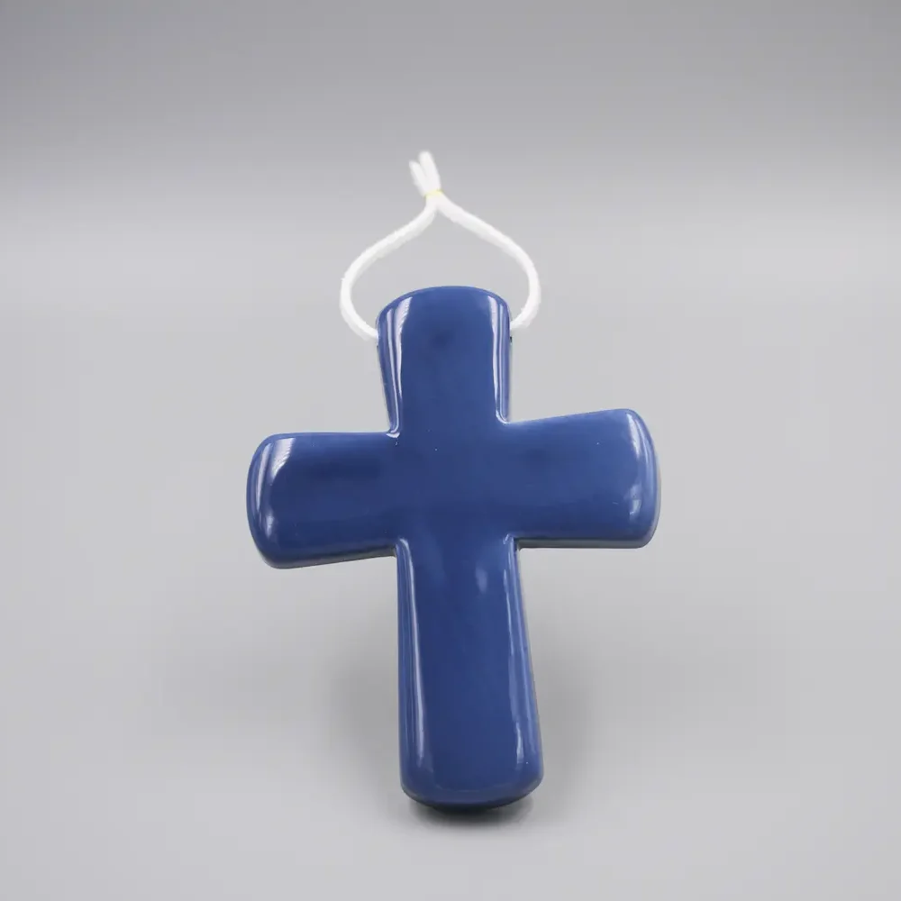 Croix Latine Bleu Royal & Cuir Blanc