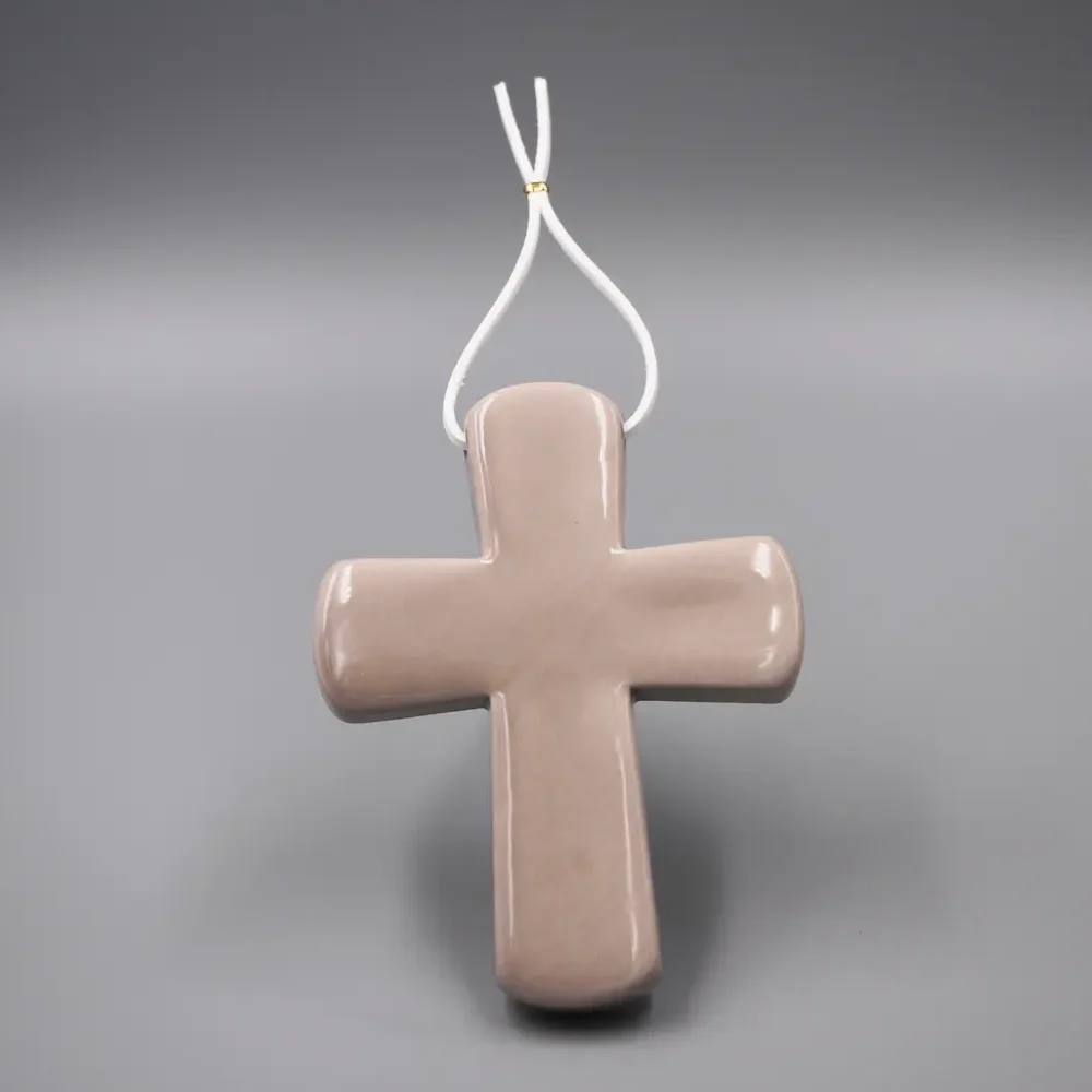 Croix Latine Taupe & Cuir Blanc