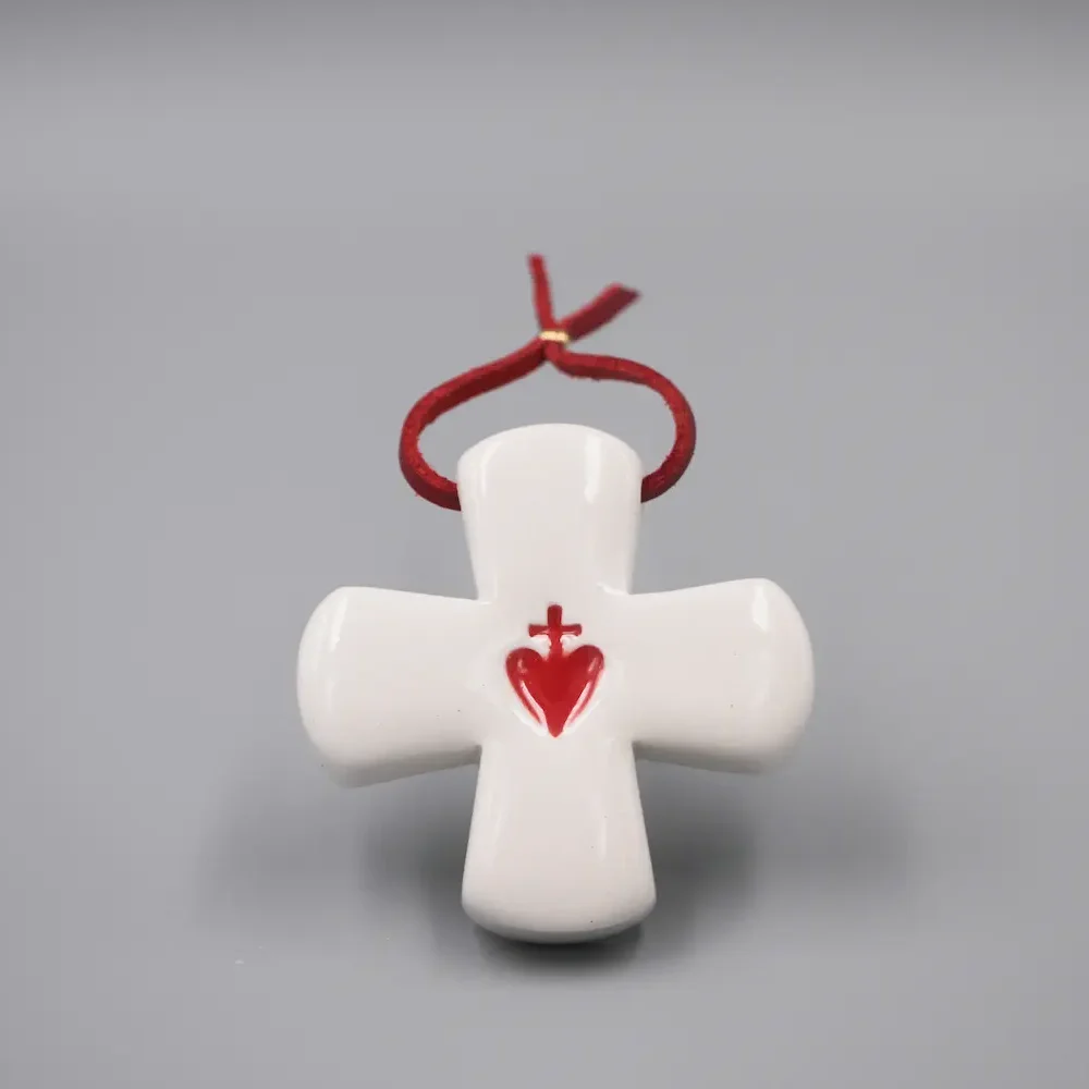 Croix Grecque Sacré Coeur Rouge
