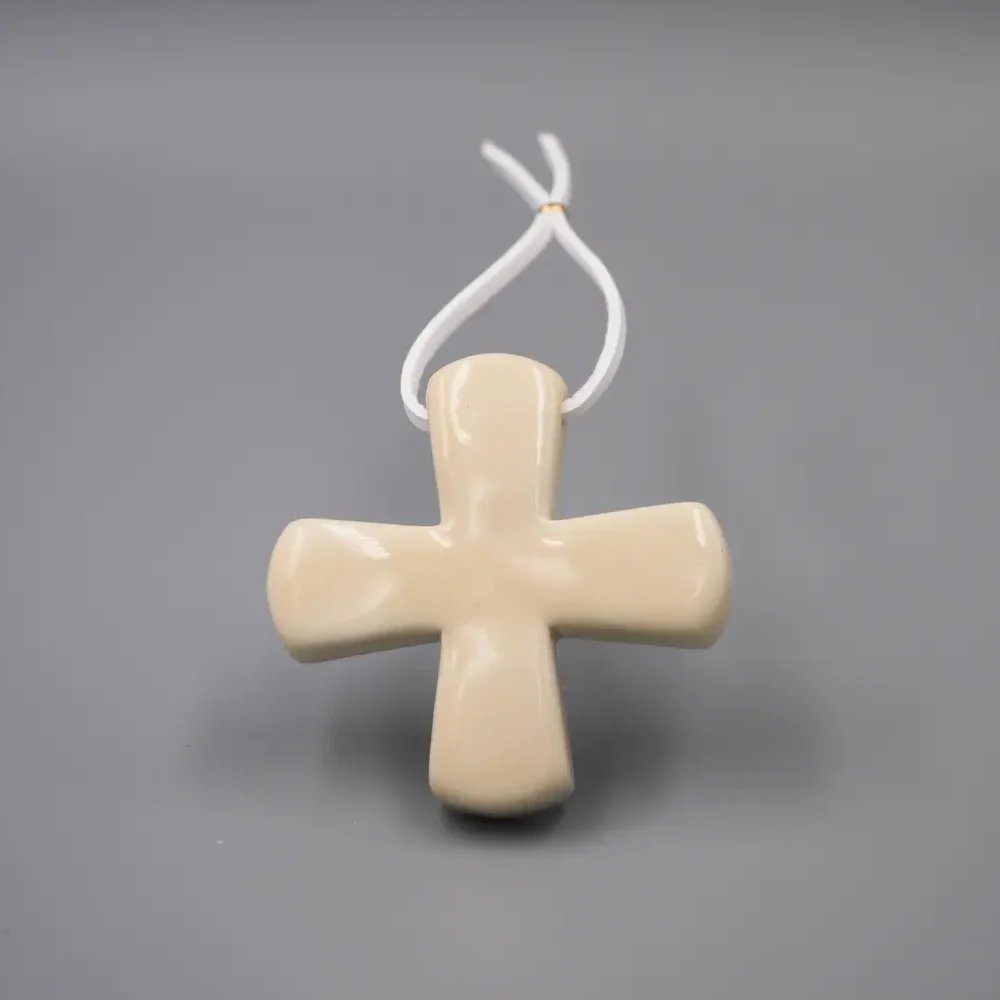 Croix Grecque Crème & Cuir Blanc